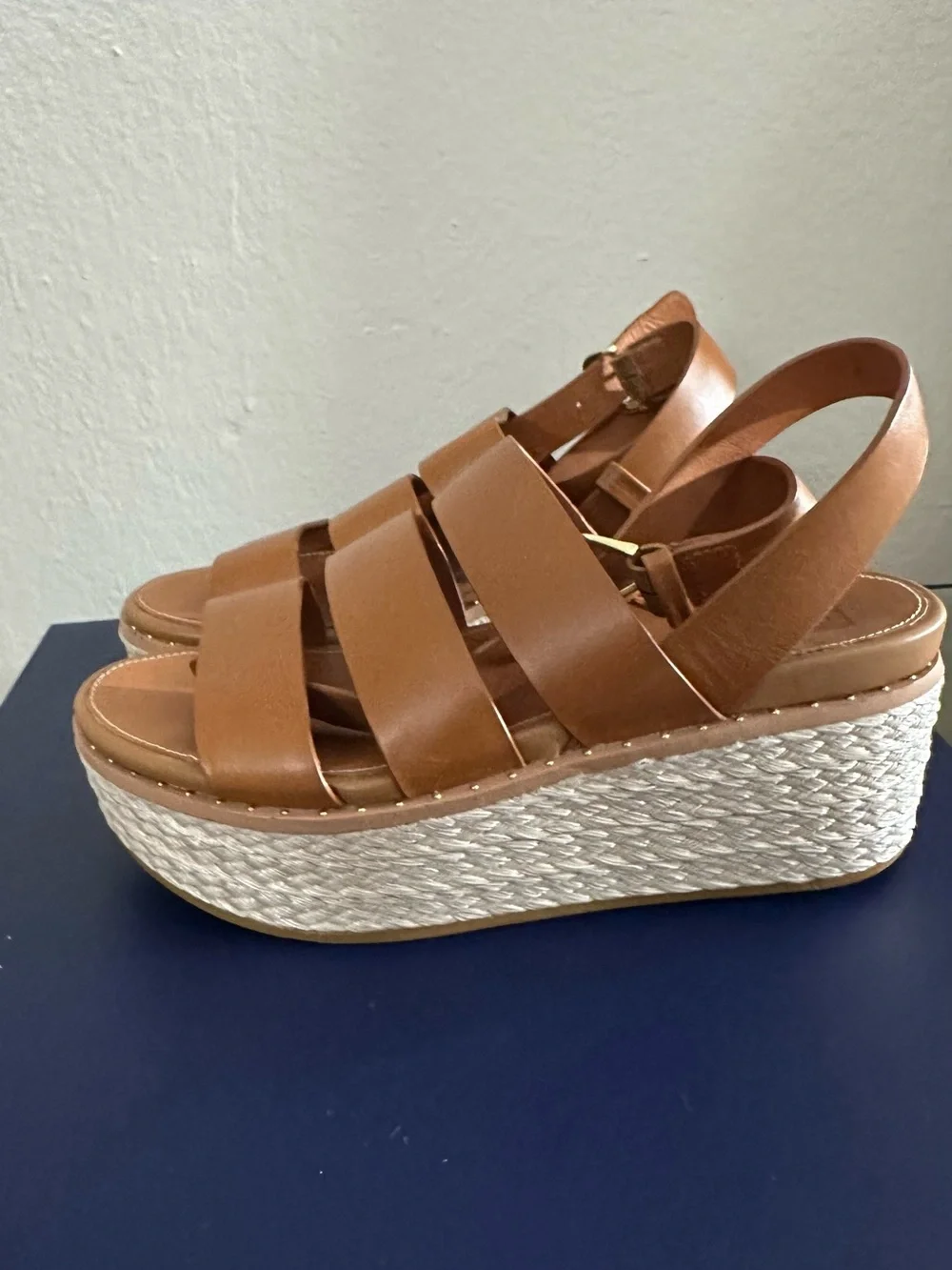 Fitflop Tan Leather Platform Espadrille Sandals